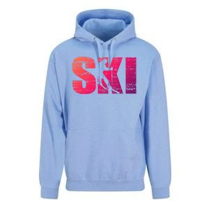 Cool Distressed Skiing Gift For Skiers Unisex Surf Hoodie