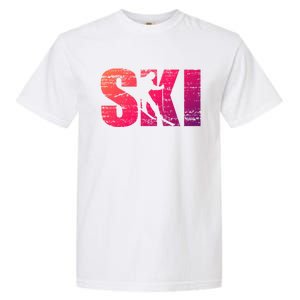 Cool Distressed Skiing Gift For Skiers Garment-Dyed Heavyweight T-Shirt