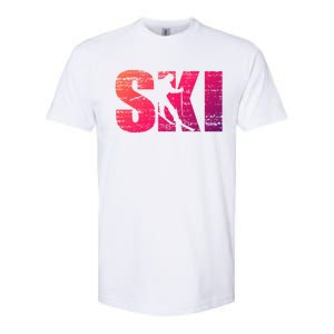 Cool Distressed Skiing Gift For Skiers Softstyle CVC T-Shirt