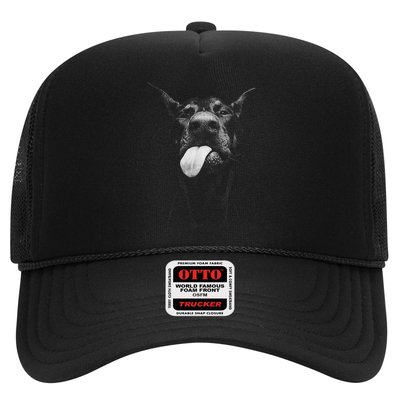 Cool Doberman Sticking Tongue Playful Defiance Trucker Hat