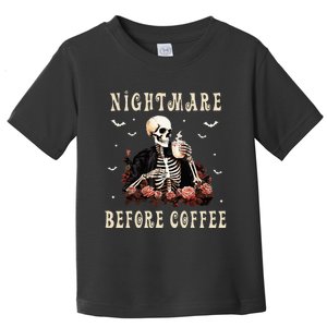 Coffee Drinking Skeleton Mug Halloween Funny Costume Skull Toddler T-Shirt