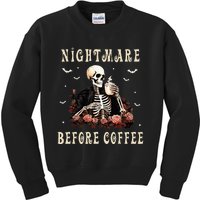 Coffee Drinking Skeleton Mug Halloween Funny Costume Skull Kids Sweatshirt