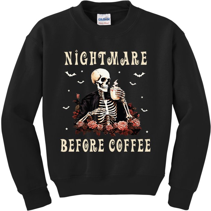 Coffee Drinking Skeleton Mug Halloween Funny Costume Skull Kids Sweatshirt