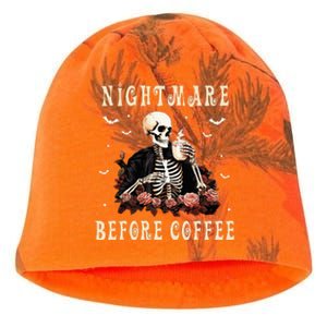 Coffee Drinking Skeleton Mug Halloween Funny Costume Skull Kati - Camo Knit Beanie