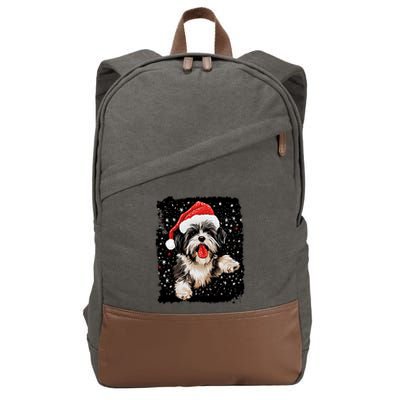 Christmas Dog Shih Tzu Gift Cotton Canvas Backpack