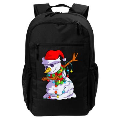 Cute Dabbing Snowman Christmas Lights Matching Family Pajama Daily Commute Backpack