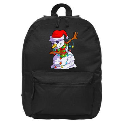 Cute Dabbing Snowman Christmas Lights Matching Family Pajama 16 in Basic Backpack