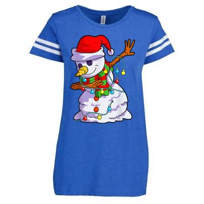 Cute Dabbing Snowman Christmas Lights Matching Family Pajama Enza Ladies Jersey Football T-Shirt