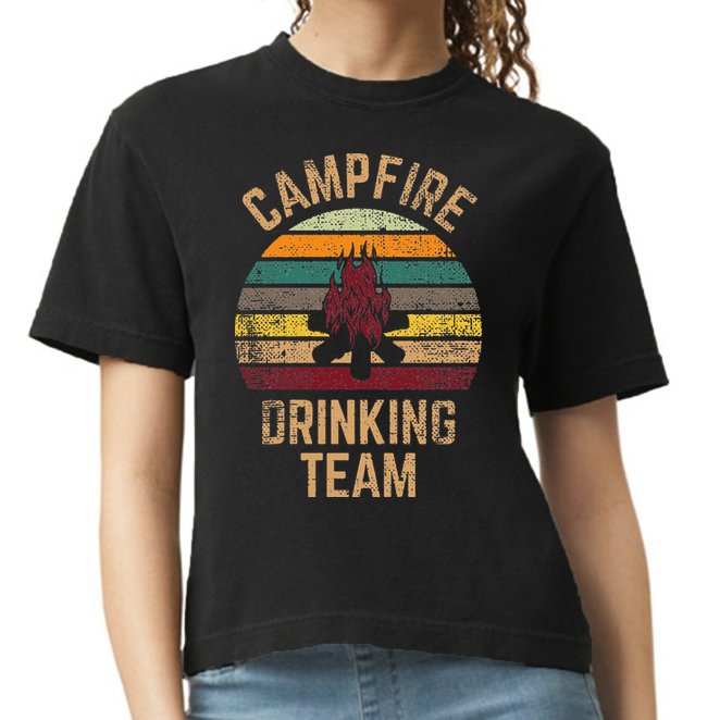 Campfire Drinking Team Beer Alcohol Funny Camping Comfort Colors Boxy T-Shirt