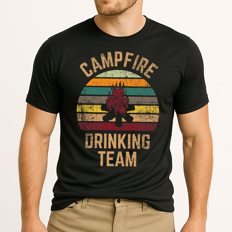 Campfire Drinking Team Beer Alcohol Funny Camping Cooling Performance Crew T-Shirt