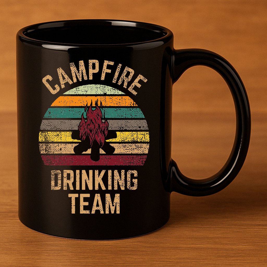 Campfire Drinking Team Beer Alcohol Funny Camping 11oz C Handle Ceramic Mug