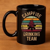 Campfire Drinking Team Beer Alcohol Funny Camping 11oz C Handle Ceramic Mug