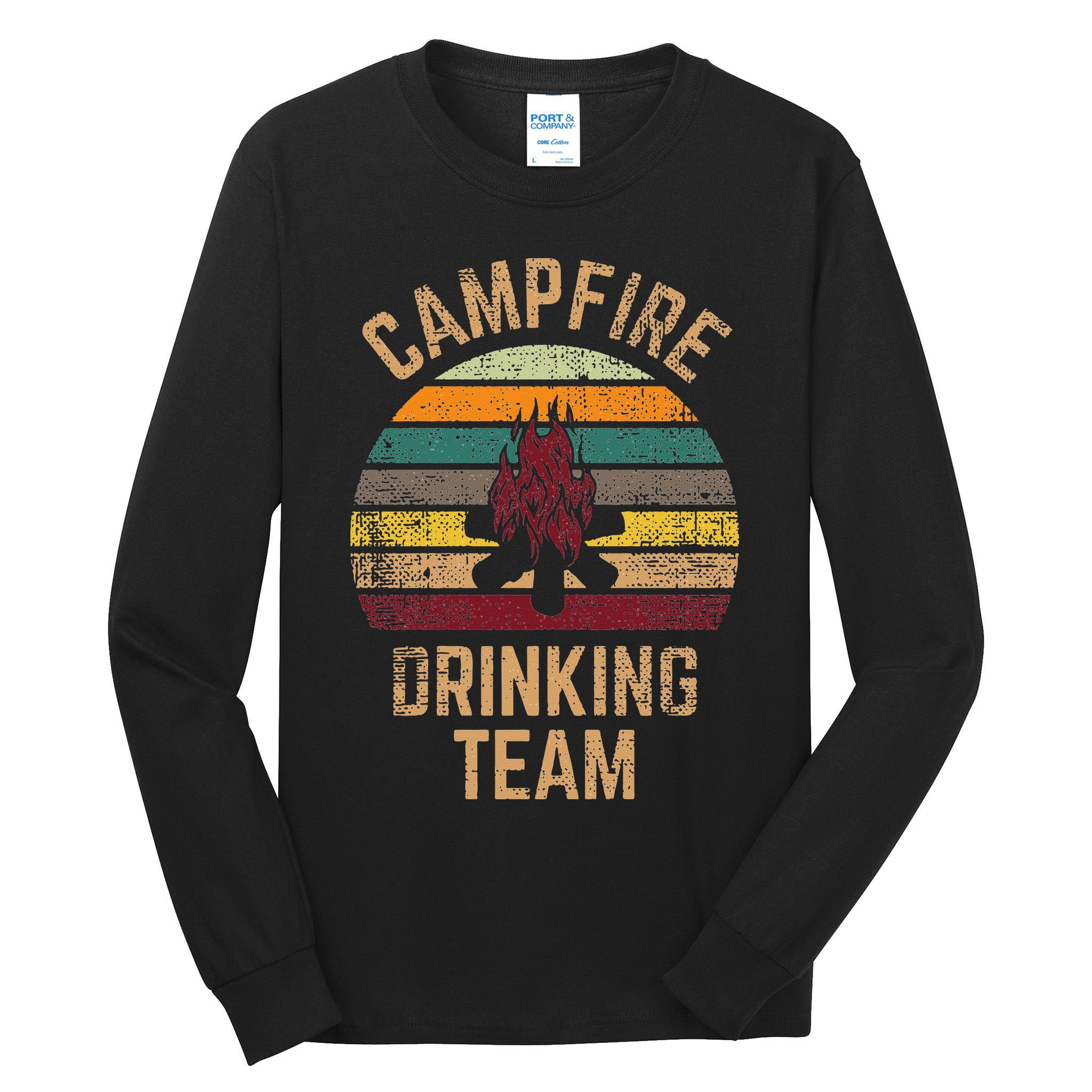 Campfire Drinking Team Beer Alcohol Funny Camping Tall Long Sleeve T-Shirt