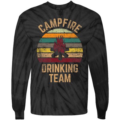 Campfire Drinking Team Beer Alcohol Funny Camping Tie-Dye Long Sleeve Shirt