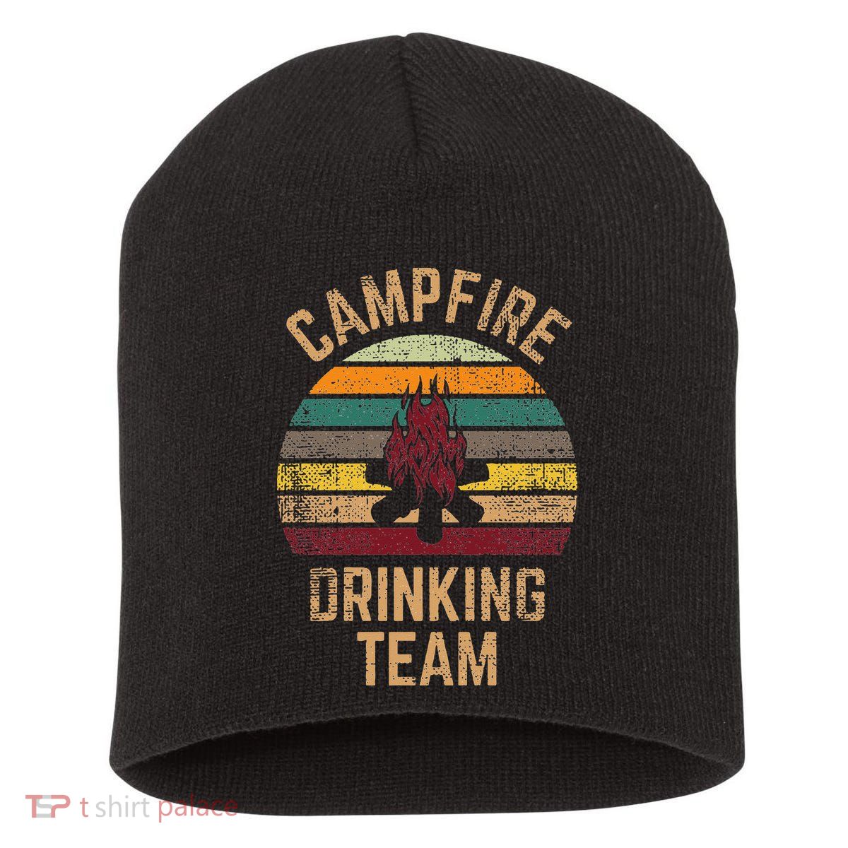Campfire Drinking Team Beer Alcohol Funny Camping Short Acrylic Beanie