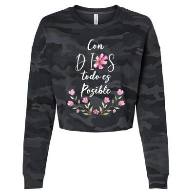 Con Dios Todo Es Posible Shirts Christian Spanish Cropped Pullover Crew