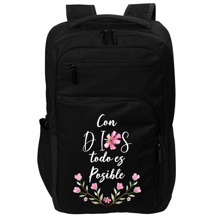 Con Dios Todo Es Posible Shirts Christian Spanish Impact Tech Backpack