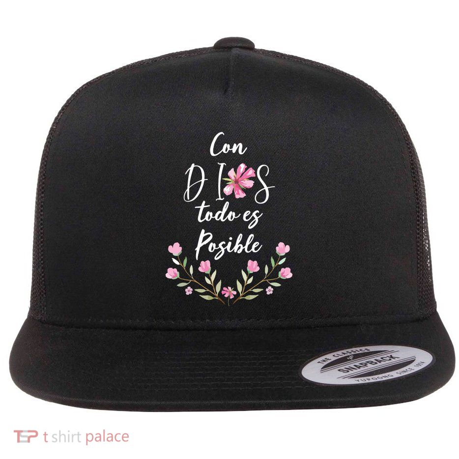 Con Dios Todo Es Posible Shirts Christian Spanish Flatbill Hat