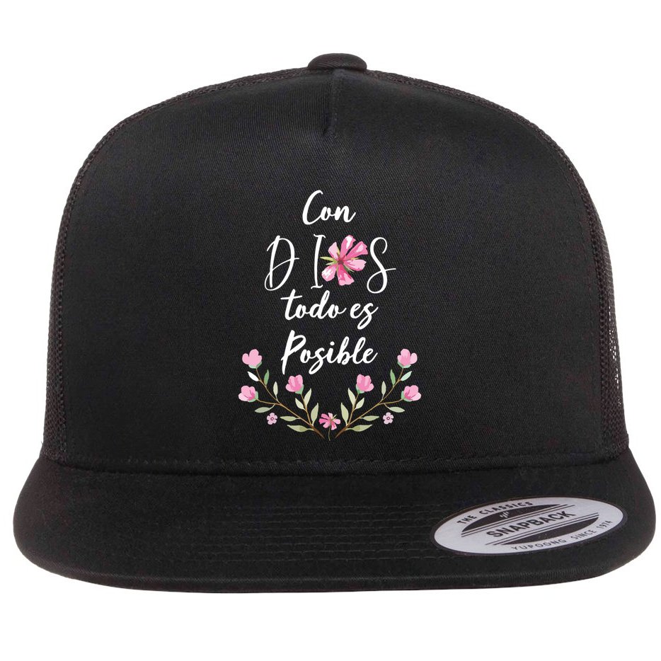 Con Dios Todo Es Posible Shirts Christian Spanish Flat Bill Trucker Hat