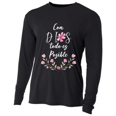 Con Dios Todo Es Posible Shirts Christian Spanish Cooling Performance Long Sleeve Crew