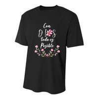 Con Dios Todo Es Posible Shirts Christian Spanish Youth Performance Sprint T-Shirt