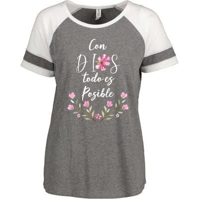 Con Dios Todo Es Posible Shirts Christian Spanish Enza Ladies Jersey Colorblock Tee