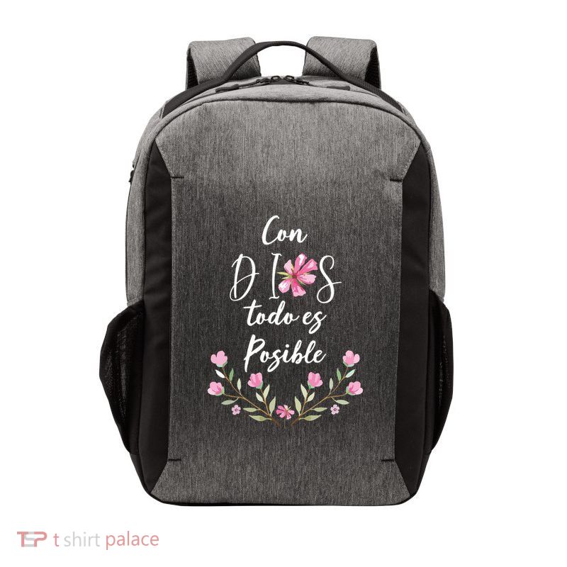 Con Dios Todo Es Posible Shirts Christian Spanish Vector Backpack