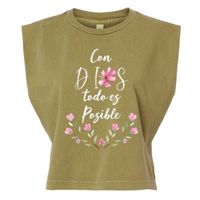 Con Dios Todo Es Posible Shirts Christian Spanish Garment-Dyed Women's Muscle Tee