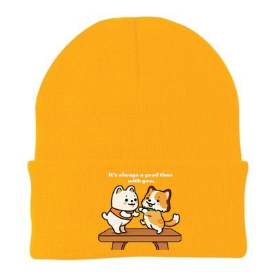 Cute Dog Tee Always A Good Time With You Knit Cap Winter Beanie