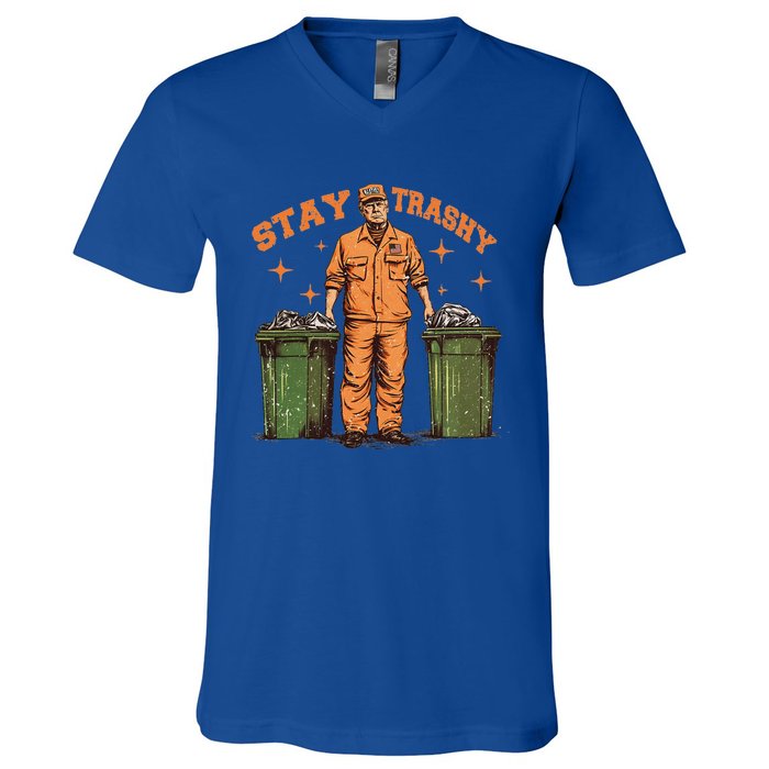 Cool Donald Trump As Garbage Collector Stay TrashyTrump 47rt V-Neck T-Shirt