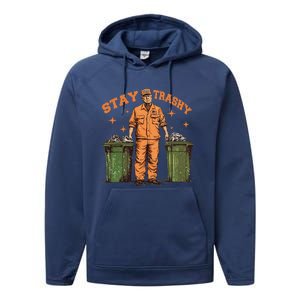 Cool Donald Trump As Garbage Collector Stay TrashyTrump 47rt Performance Fleece Hoodie