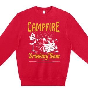 Campfire Drinking Team Camping Lover Scout Camper Premium Crewneck Sweatshirt