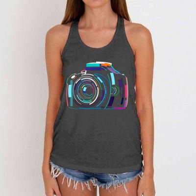 Cameras Don't Take Photos Photographers Do Photography Lover Women's Knotted Racerback Tank