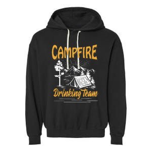 Campfire Drinking Team Camping Lover Scout Camper Garment-Dyed Fleece Hoodie