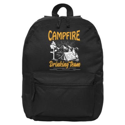 Campfire Drinking Team Camping Lover Scout Camper 16 in Basic Backpack