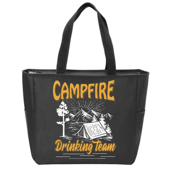 Campfire Drinking Team Camping Lover Scout Camper Zip Tote Bag