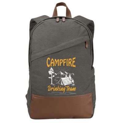 Campfire Drinking Team Camping Lover Scout Camper Cotton Canvas Backpack