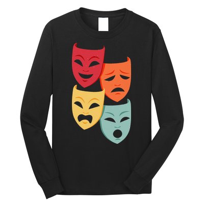 Colorful Drama Theater Comedy Tragedy Masks Actor Novelty Long Sleeve Shirt