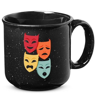 Colorful Drama Theater Comedy Tragedy Masks Actor Novelty 15oz Campfire Ceramic Mug