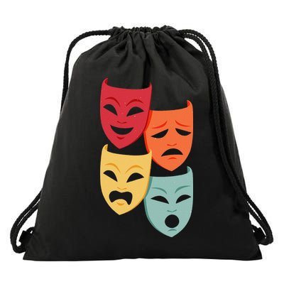 Colorful Drama Theater Comedy Tragedy Masks Actor Novelty Drawstring Bag