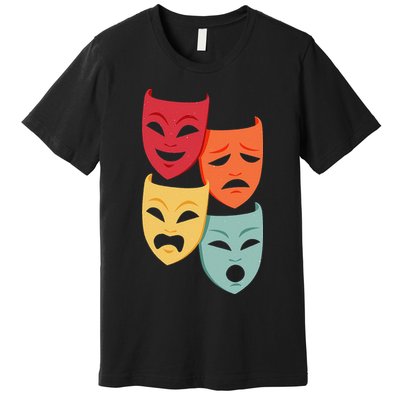 Colorful Drama Theater Comedy Tragedy Masks Actor Novelty Premium T-Shirt