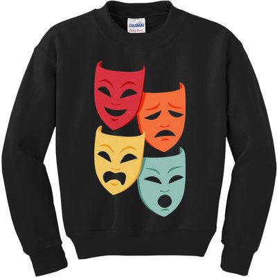 Colorful Drama Theater Comedy Tragedy Masks Actor Novelty Kids Sweatshirt