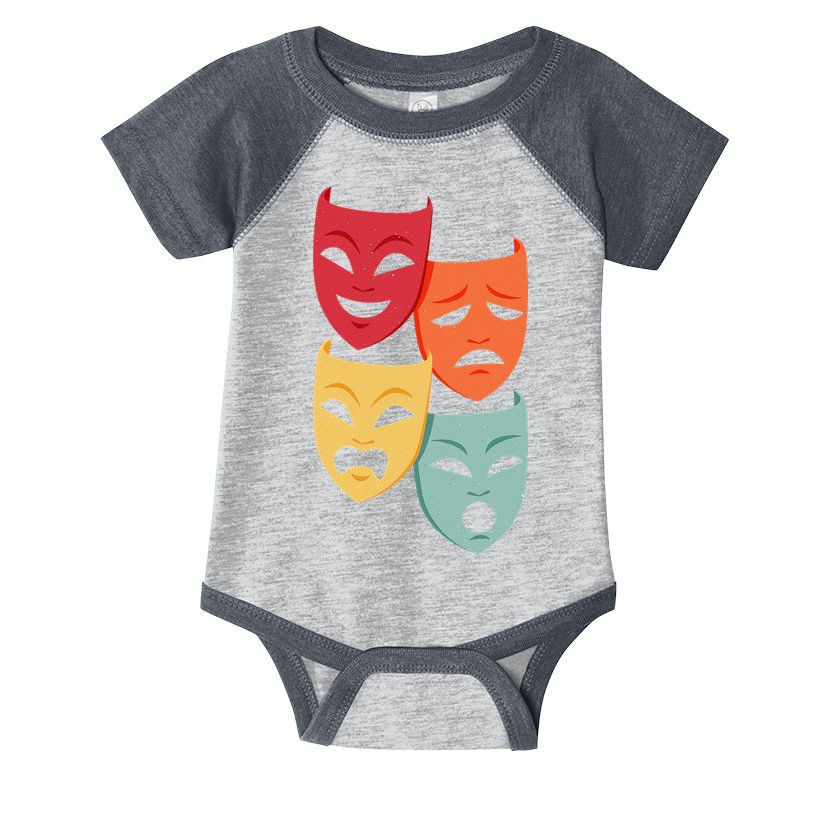 Colorful Drama Theater Comedy Tragedy Masks Actor Novelty Infant Baby Jersey Bodysuit