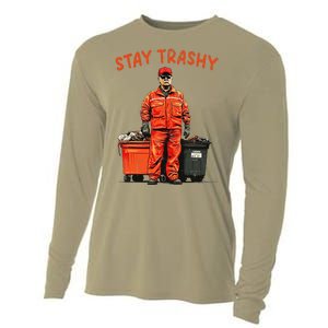 Cool Donald Trump Garbage Stay Trashy Funny Maga Trump 2024 Cooling Performance Long Sleeve Crew