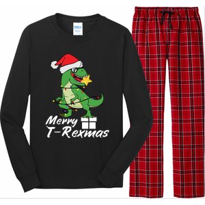 Christmas Dinosaur Tree Rex Merry Trexmas Gift Long Sleeve Pajama Set