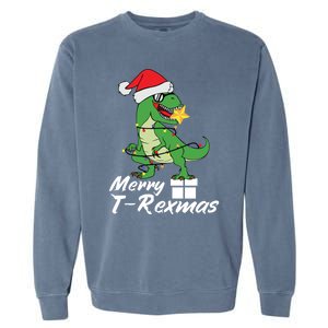 Christmas Dinosaur Tree Rex Merry Trexmas Gift Garment-Dyed Sweatshirt