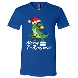 Christmas Dinosaur Tree Rex Merry Trexmas Gift V-Neck T-Shirt