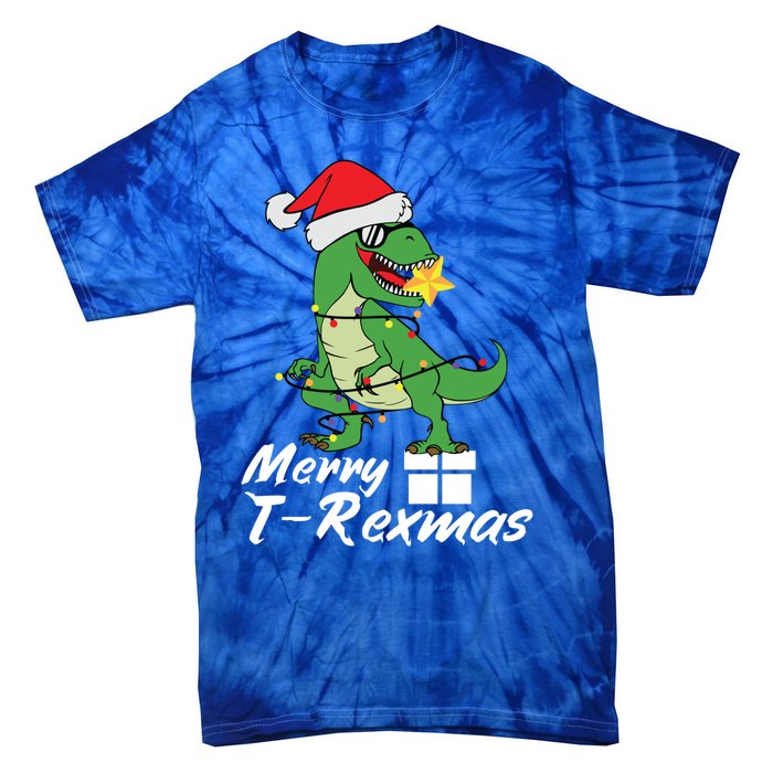 Christmas Dinosaur Tree Rex Merry Trexmas Gift Tie-Dye T-Shirt