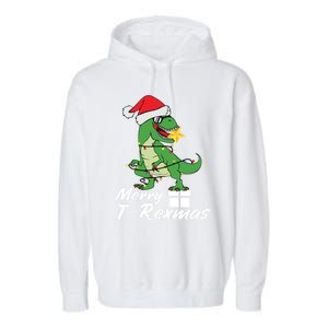 Christmas Dinosaur Tree Rex Merry Trexmas Gift Garment-Dyed Fleece Hoodie