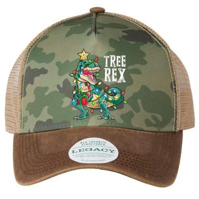 Christmas Dinosaur Tree Rex Pajamas Xmas Lights Gift Legacy Tie Dye Trucker Hat